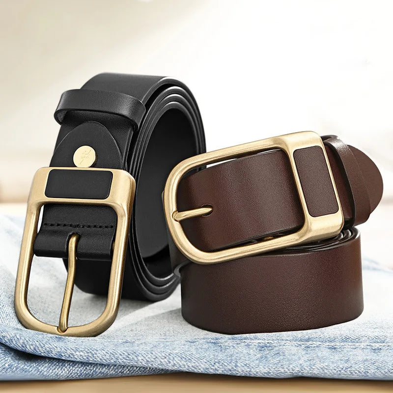 Men High Quality Buckle Cow Leather Casual Belts Male Business Waistband Fashion Designer Genuine Leather Belt for Men