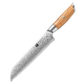 XINZUO Damascus Steel 73 Layers Kitchen Knives Bread Knife with Olive Wood Handle