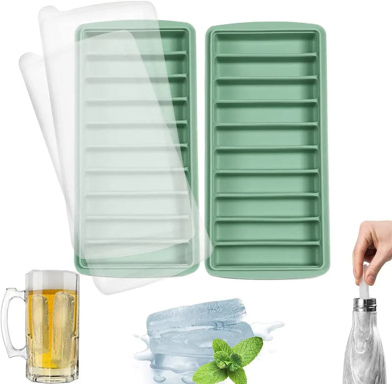 Reusable Narrow Silicone Long Ice Stick Cube Tray With Lid for Small Mouth Water Bottle