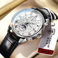 POEDAGAR 908 New Casual Chronograph Men's Watches Stainless Steel Band Business Quartz Wristwatch With Luminous Pointers