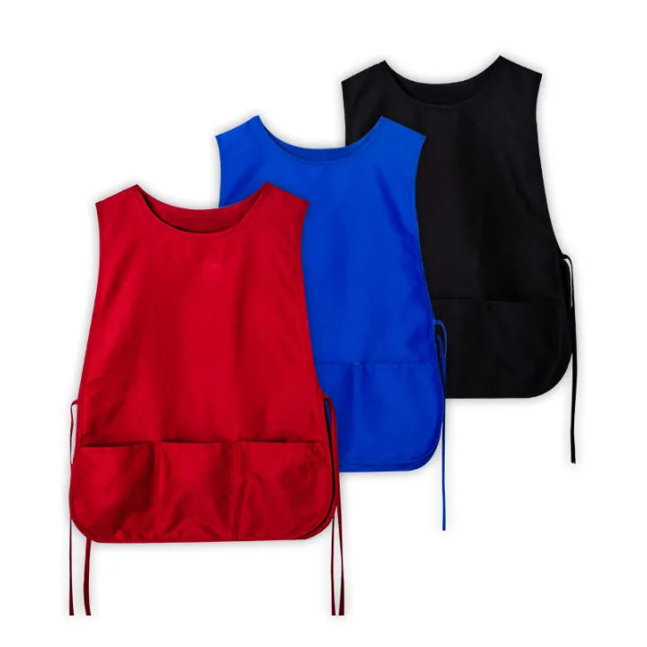 Custom Logo Cobbler Bib Sleeveless Apron Plus Size Smock Vest Apron with Three Big Pockets Poly-Cotton Blend