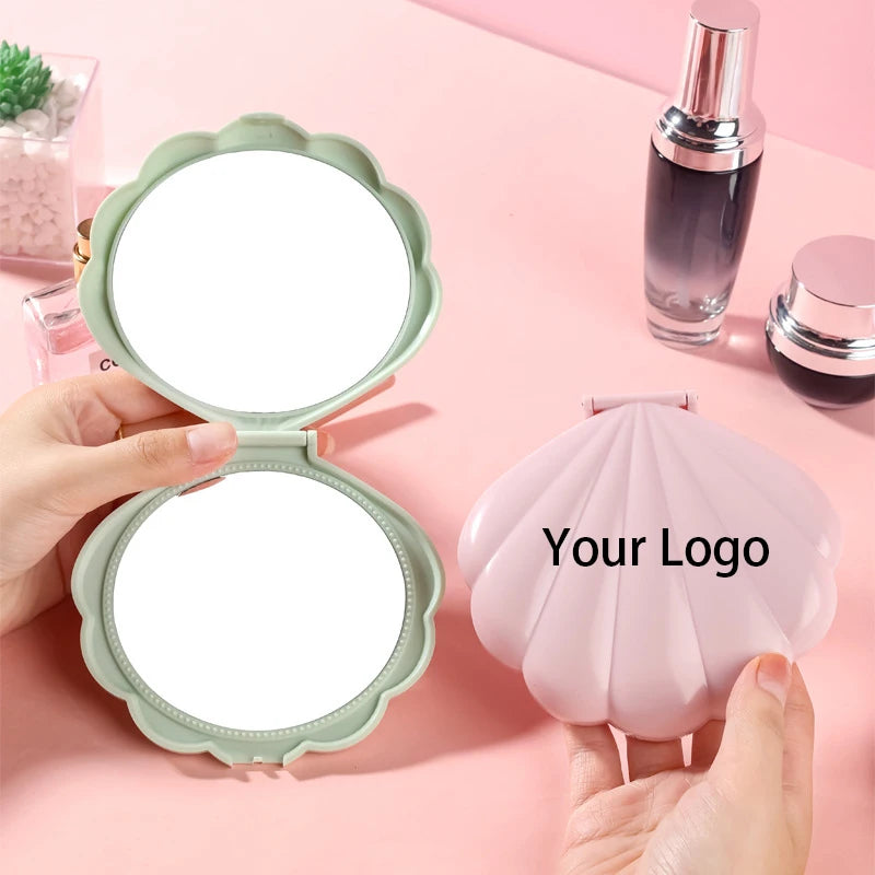 Zonyin New Hot Sale Fantasy Pink Double-sided Shell 2X Magnifying Travel Pocket Mirror Mini Compact Portable HD Makeup Mirror