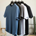 Summer Unisex Oversized Solid Color T-shirt 300gsm Knitted Waffle Fabric Heavy Weight 100% Organic Cotton Eco-Friendly