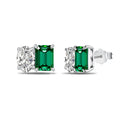 New Arrivals Elegant Two Stone Cz Cubic Zirconia Jewelry Set S925 Sterling Silver Square Design Emerald Stud Earrings for Women