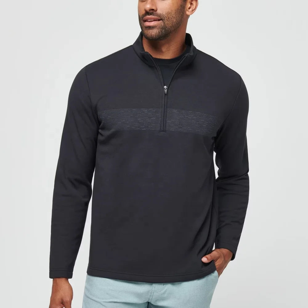 Custom Logo Black Hoodies Quarter Zip Pullover Oversized Sweatshirt 1/4 Quarter Zip Pullover Top Fitness Tshirts