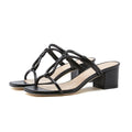 Solid Color Summer High Heels Shoes Block Heels for Ladies Casual Daily Wear Square Toe Sandals