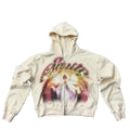 Custom High Quality Men's Zipper Hooded Sweatshirt 100% Cotton Trendy Printed Design & Rhinestone Sport Coat for Autumn