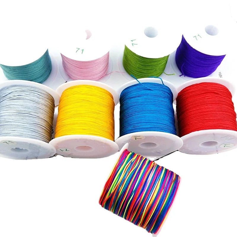 Thread 0.4mm Thick Thin Thread Cord DIY Necklace Rope Pearl Wire Rope Twisted Nylon Cord Necklace Jewelry Accessories Making