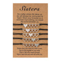 Set 5 Stainless Steel Macrame Bracelet Sisters Heart Link Charm Best Friend Sister Jewelry for Women Fashionable Bracelets