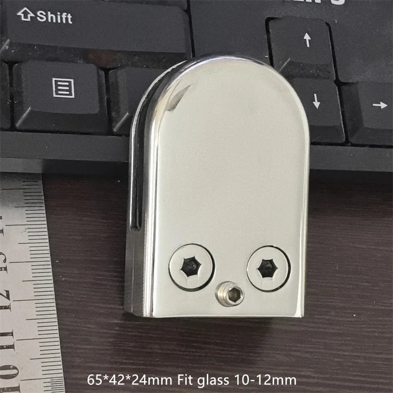 Curved Back 65*42*24mm Fit 10-12mm Glass Clips SS 304 Stainless Steel Glass Handrail Clamp