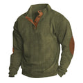 Men's Contrast Patchwork Corduroy Eco-Friendly Hoodie Casual Loose Fit Long Sleeve Autumn Stand Collar Sweatshirt