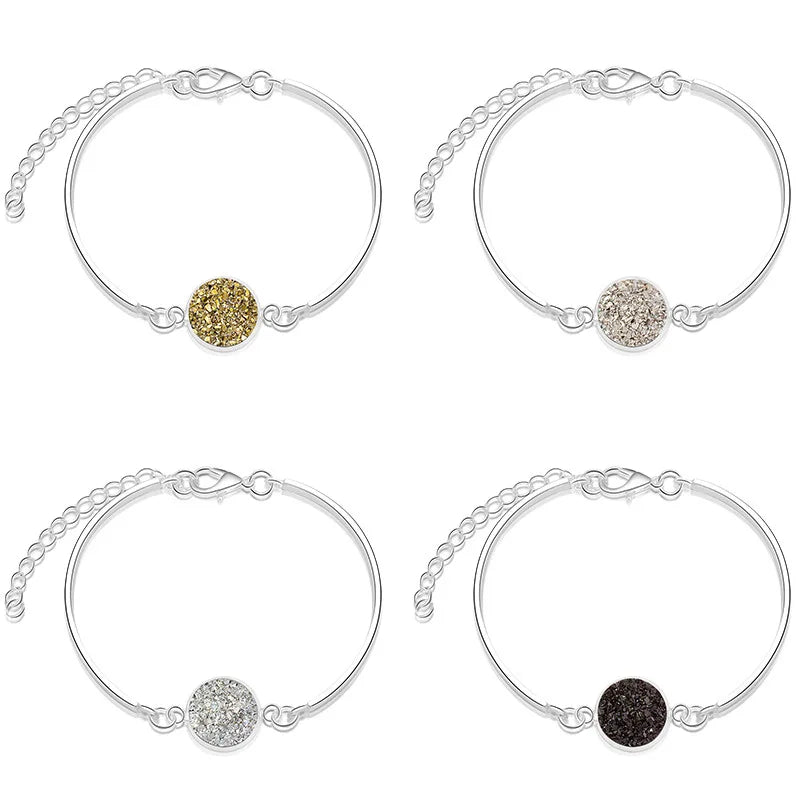 New Arrival Silver Round Heart Bracelet Multicolor Crystal Cluster Open Bracelet for Women Jewelry Making