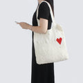2025 Summer Minimalist Style Portable Knitted Crochet Tote Shopping Bag for Women Factory Wholesale Shining Sequin Red Heart