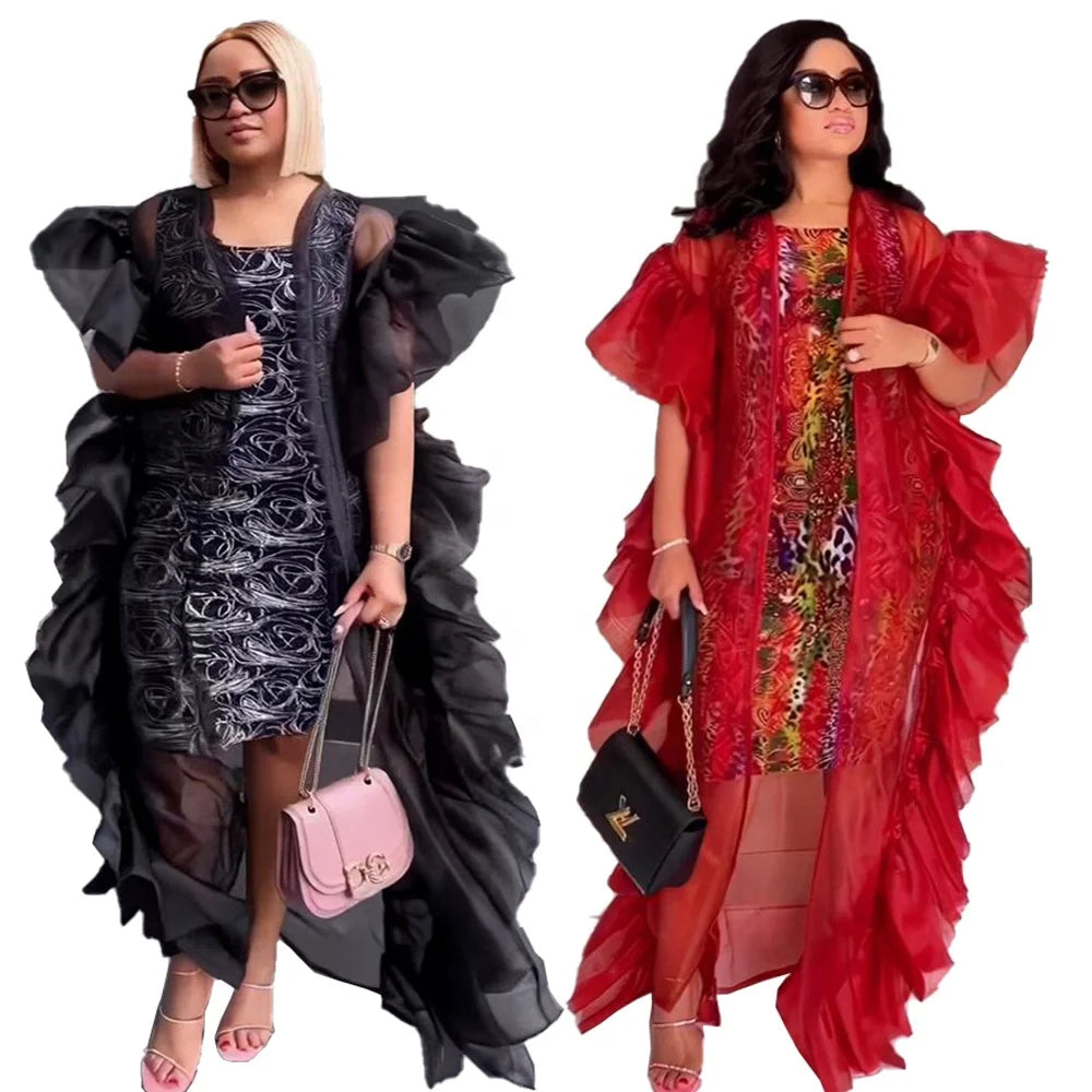New Two Piece Sets Africa Clothing Mesh African Women Dress Free African Dresses for Women Clothing