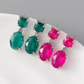 2023 New Arrival Emerald Large Water Drop Earrings Rhinestone Geometric Crystal Jewelry Gold Plating Ladies Party Pearl Jewelry