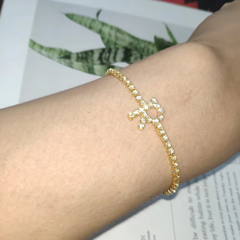 2020 accessories women bracelet 26 letter initial ankle bracelets diamond jewelry women plated gold bracelet