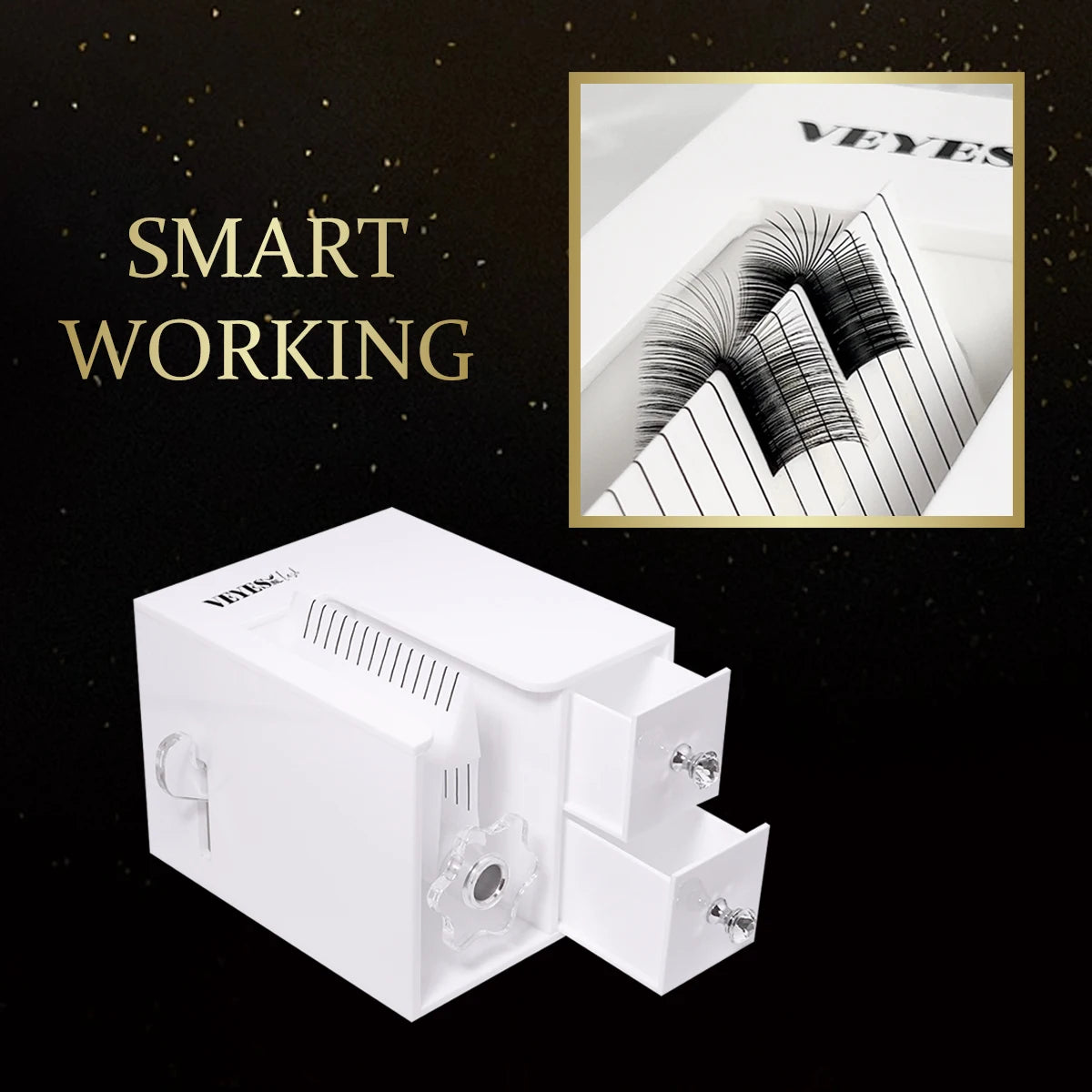 VEYES White Lash Fanning Technique New-lanched Easy Create 3D-10D Volume Fans Tool 2 Storage Boxes 350g OEM/ODM Custom Logo