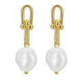 GPE54 RINNTIN Aretes Para Mujer 925 Sterling Silver 14K Gold Plated Pearl Earrings for Women
