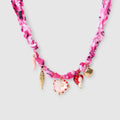 Trendy Small Fish Stainless Steel Pendant Necklace with Starfish Shell Fashionable Colorful Fabric Charm Accessory for Gift
