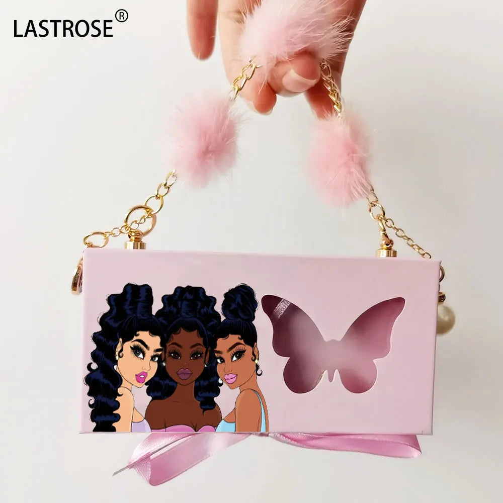 Wholesale Lash Boxes butterfly Lash Boxes With Chain Private Label Eyelash Packaging Box With logo