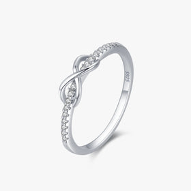 Ailmay Real 925 Sterling Silver Infinity Love Infinite CZ Rings for Women Wedding Engagement Fine Female Jewelry