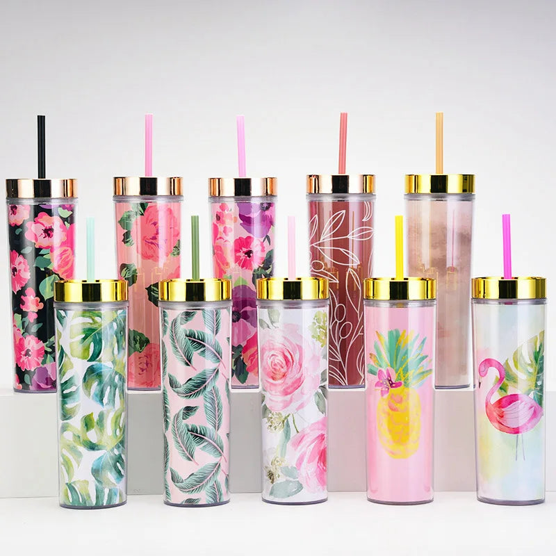 Customized Wedding Party Favour Birthday Gift DIY 16oz Double Wall BPA Free Acrylic Plastic Eco-Friendly Dishwasher Safe