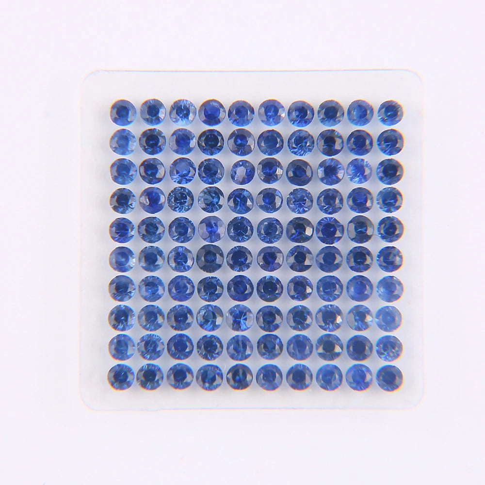 VOAINO 1.7mm 2.67 Cts Natural Blue Loose Melee Round Neat Sapphire Stone for  Jewelry