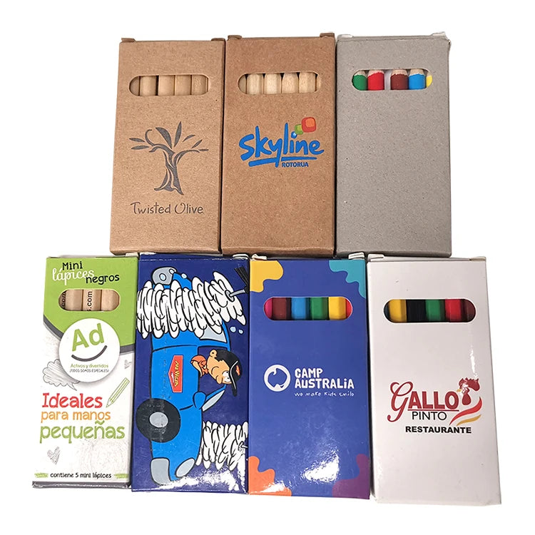 Kraft Paper Box Packaging 6pcs Standard Color Pencil Stationery Set Supplier 6 Colour for Children