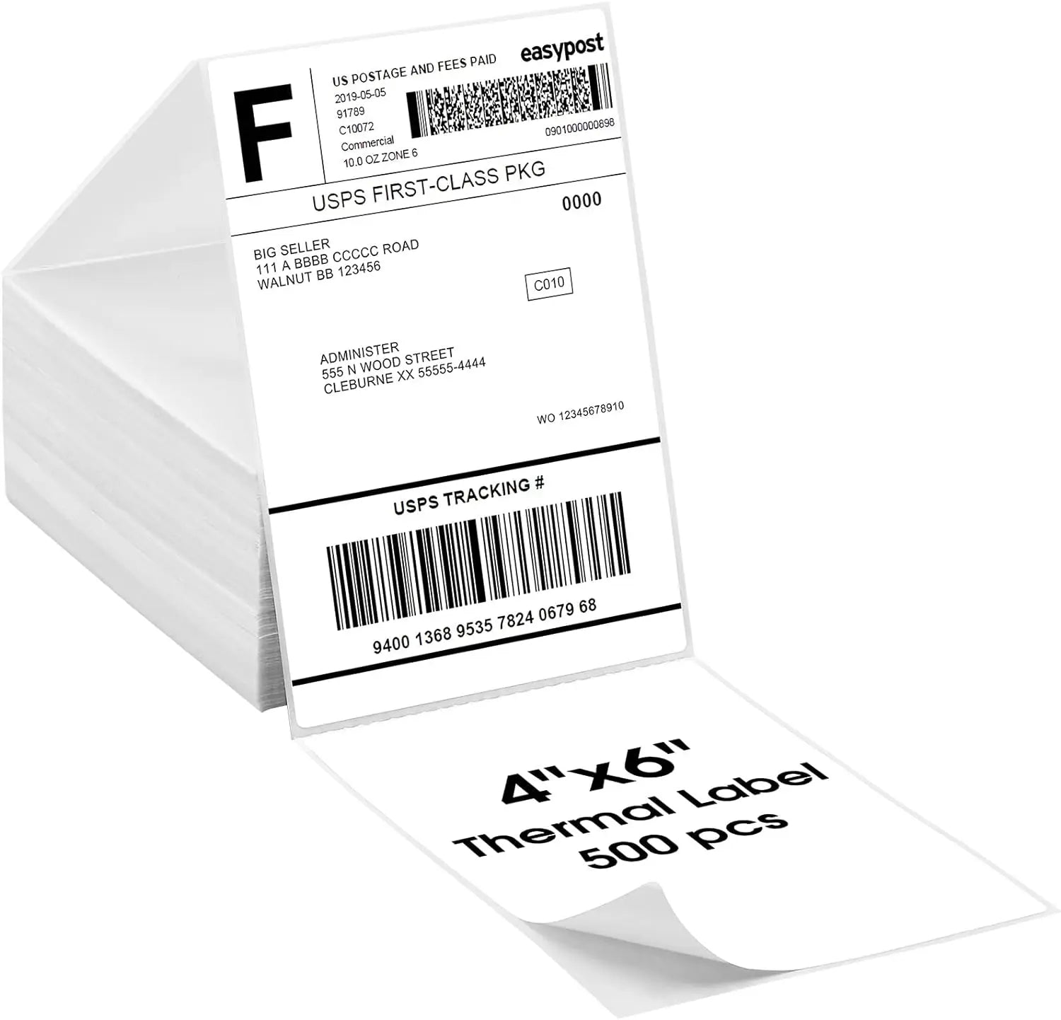 Reusable 4X6 Adhesive Sticker Waterproof Direct Thermal Shipping Label 500pcs Paper for Direct Thermal Printer Packaging Labels