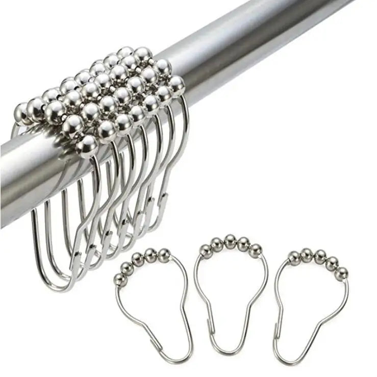 800240 Pack 12 Industrial Style Stainless Steel Curtain Clips for Bathroom Shower China Manufacturer Rings
