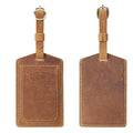 Vintage Brown Genuine Leather Suitcase Luggage Tags Customized Logo Baggage Tags ID Label for Travel Bag