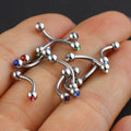 Crystal Ball Eyebrow Rings Piercing 16G Stainless Steel Blue Zinc Plated Ethnic Daith Rook Earring Banana Eyebrow Bar Eyebrow