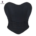 Women's Plus Size Breathable Anti-Bacterial S-XXXL Lacing Ribbon Bandage Folded Chest Binder Bustier Backless Corset Crop Tops