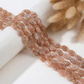 New Style Natural Stone Oval Egg Sunstone Orange Moonstone Loose Gemstones Beads for Jewelry Making Fashion Necklace Beaded