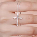Huitan Classic Cross Pendant Necklace O Chain Necklace for Women Silver Color Statement Neck Accessories Timeless Style Jewelry