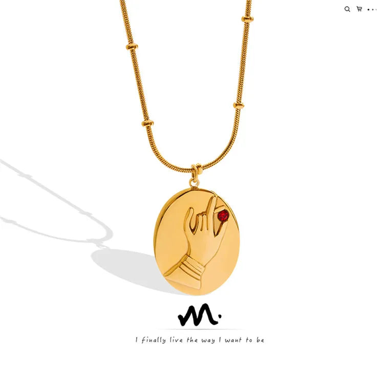 China Custom Fashion Round Shaped Charm Zircon Inlay Choker 18K Gold Plated Necklace for Women