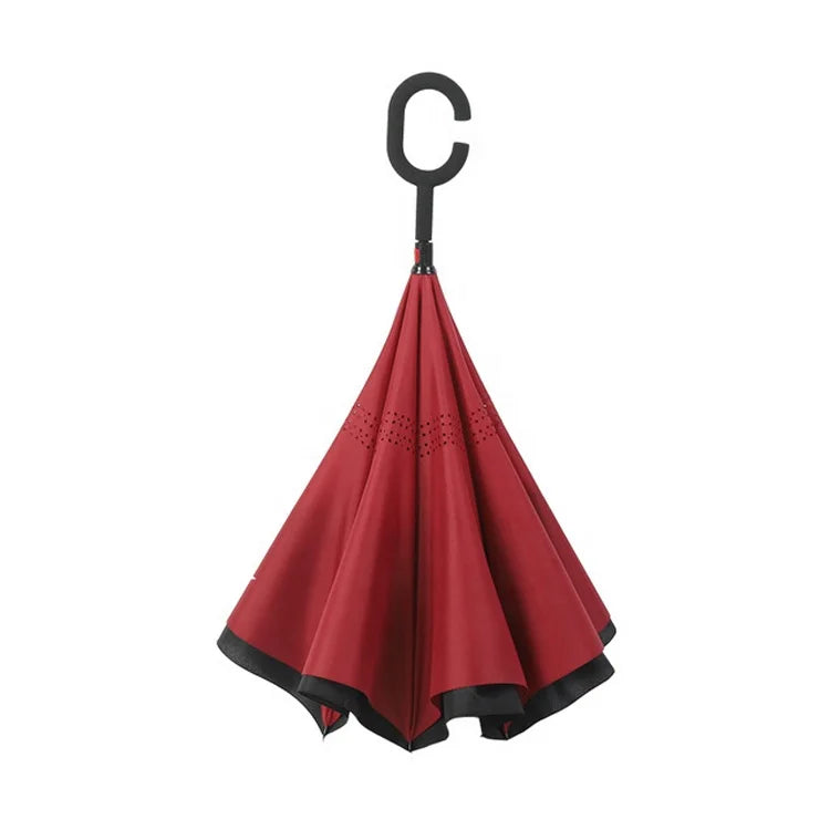 Factory Supply OEM Reverse Umbrella Double Layer Inverted Umbrella Straight Minimalist 190T Pongee Eco-Friendly Travel Umbrella