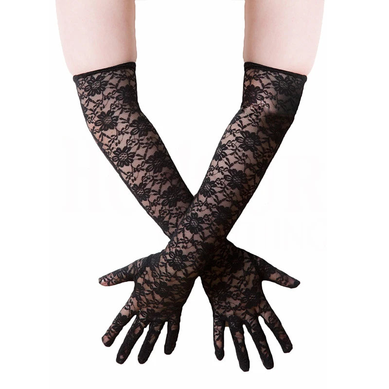 New Arrival Mittens Accessory Hot Sale Long Fingerless Black Lace Bridal Wedding Mittens
