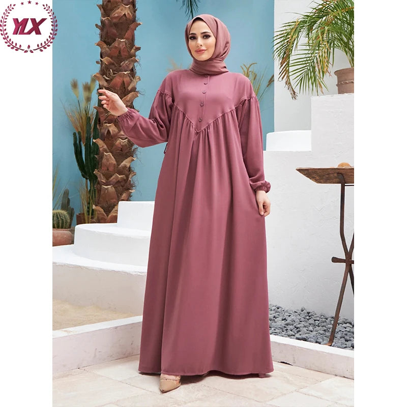 Latest Free Size Falbala Abaya Dress for Muslims Soft Floral Crepe Fabric Islamic Clothing From Dubai
