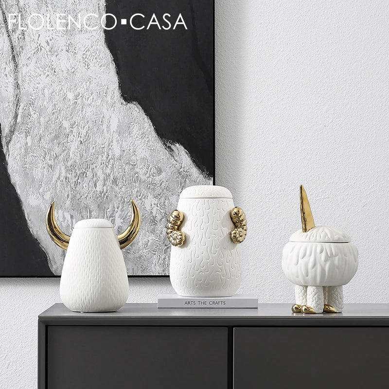 Creative Decoration for Home Bathroom Room Livingroom Ceramic Candle Jar Candy Storage Jar
