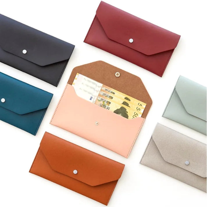 Faux Leather Cash Envelope Wallet Money Organizer Cosmetic Case Makeup Brush Holder Currency Envelopes Bag Card and Check Holder