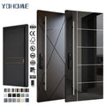 Yohome Professional Door Manufacture Black Modern Cast Aluminum Entry Front Door Oversize House External Entrance Doors