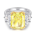 Jewelry Manufacturer Women Radiant Cut Big Lab Grown Yellow Gemstone Wedding Ring Zircon 925 Sterling Silver Ring