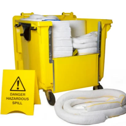 Oilspillpro HKITS660L-OOA 660L Wheeled Spill Kit for Oil and Fuel Oil Absorbent Pads Bin Environmental Product for Wharf Use
