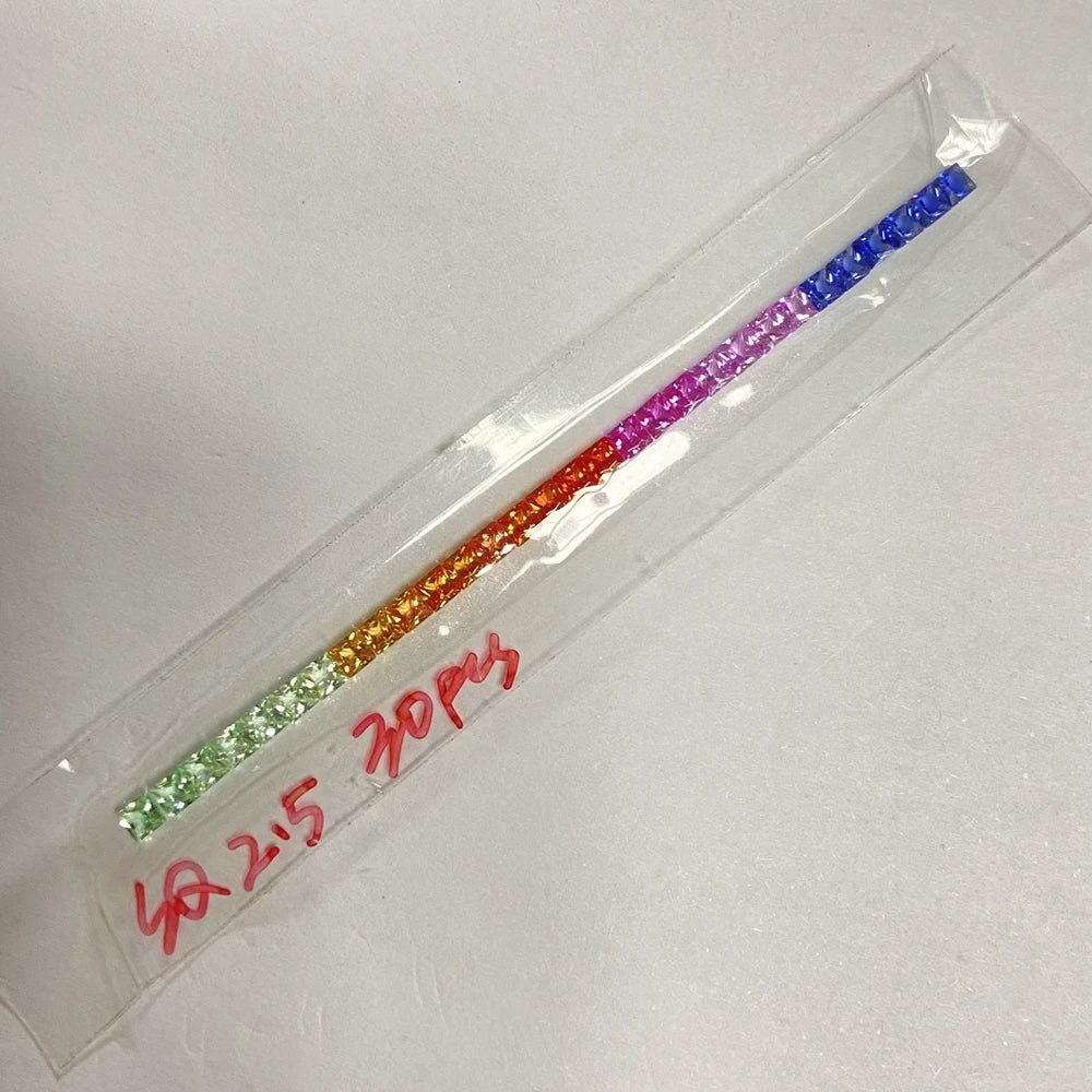 Square Lab Created Corundum 2x2mm to 3x3mm Princess Cut Colorful Gemstones Rainbow Sapphire
