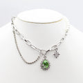 Layered Necklace Water Droplets Half Pearl Teardrop Stone Emerald Gemstone Choker Necklace With Stars for Woman