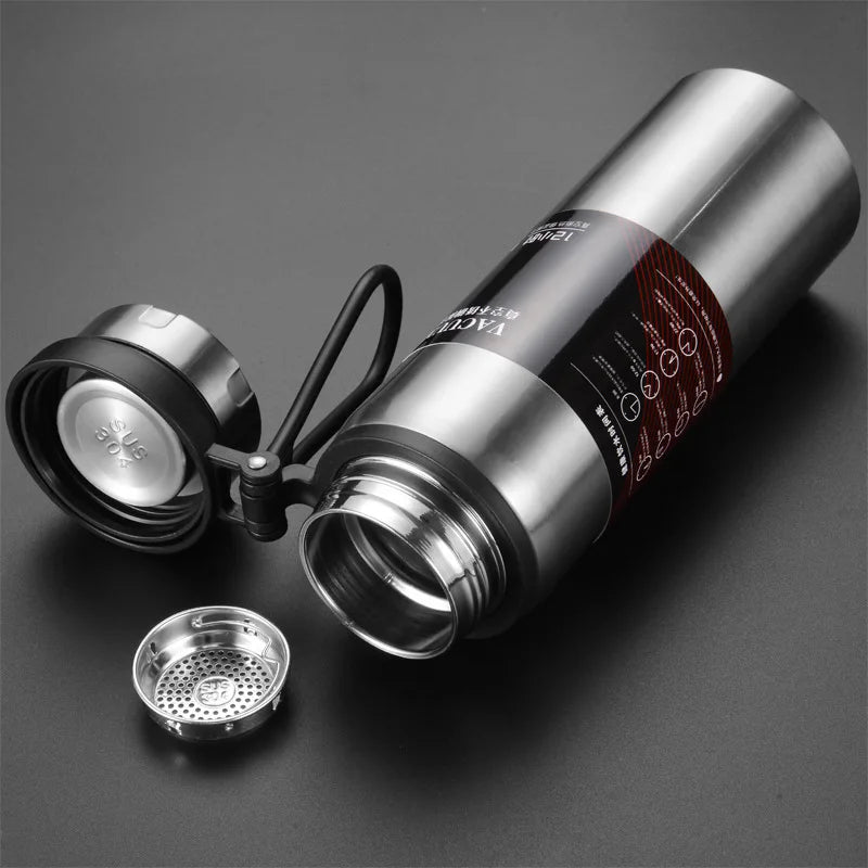 1000ml Large Capacity Portable Vacuum Thermos Insulated Stainless Steel Water Bottle With Strap