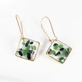 Creative Resin Geometry Topaz Turquoise Earrings Womens Natural Stone Stainless Steel Earrings