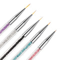 FOCSTAR 5pcs Double Ended Professional Use Nail Art Liner Brush Set Acrylic Nylon Material 14.5cm Dotting Painting Pen Nail