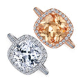 Classic Ring Round Brilliant Cut CZ 925 Sterling Silver Engagement Wedding Ring Set